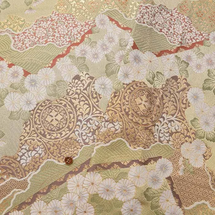 金襴　山に菊
