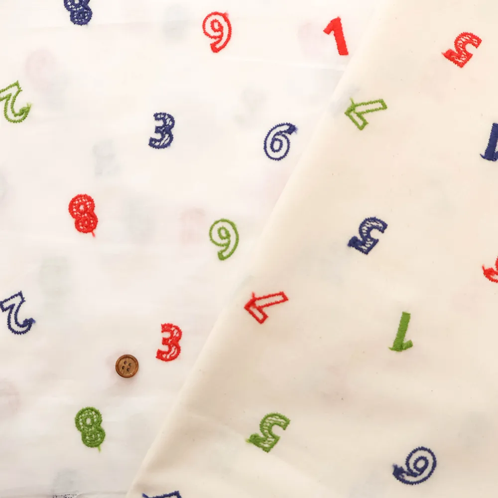 コットンキャンブリック刺繍生地　数字