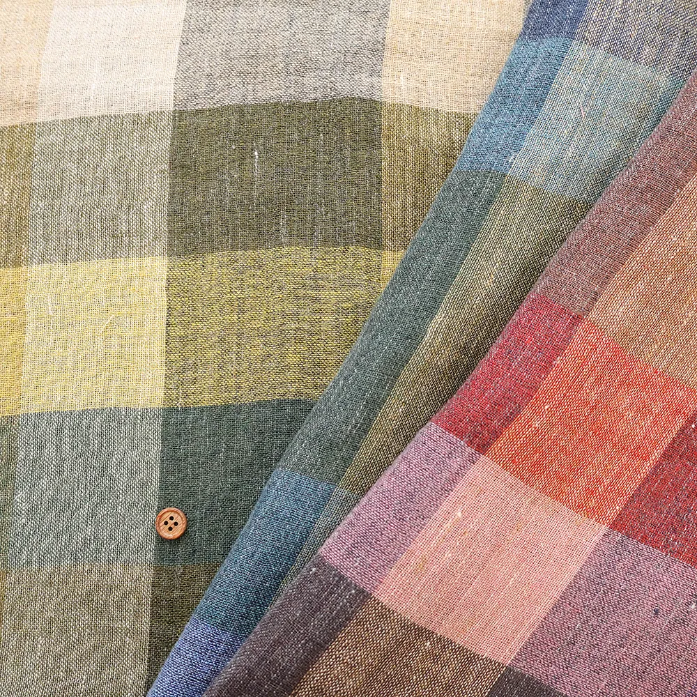 先染リネンチェック生地