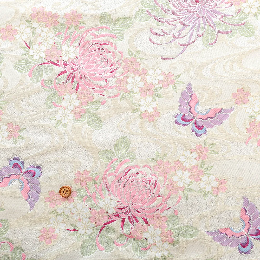 金襴　流水に菊桜蝶文